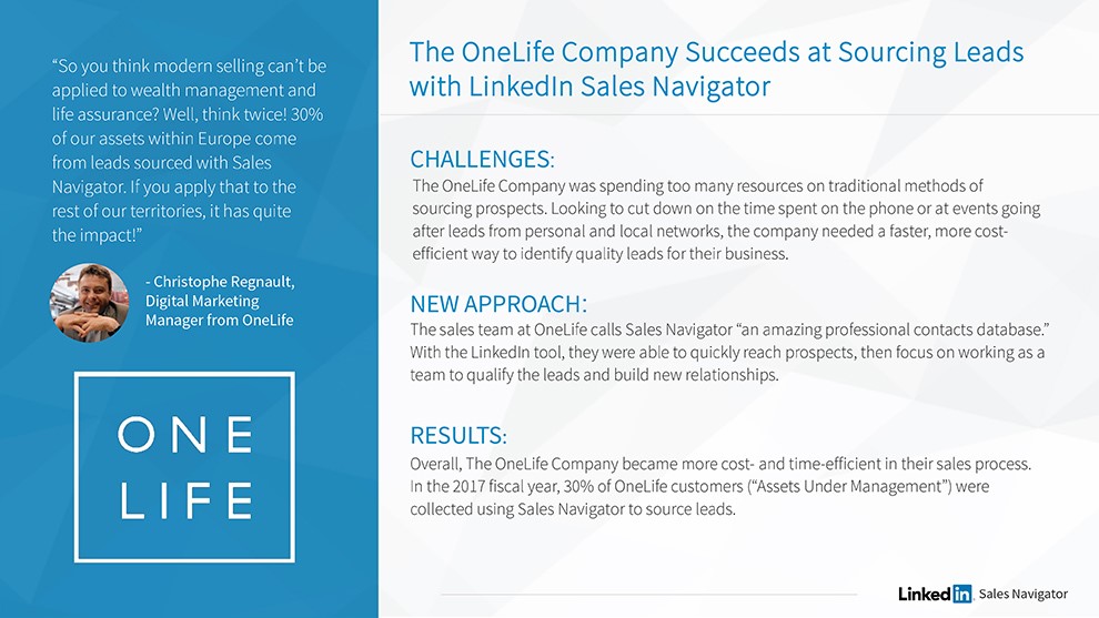 LinkedIn Sales Navigator Case Study OneLife