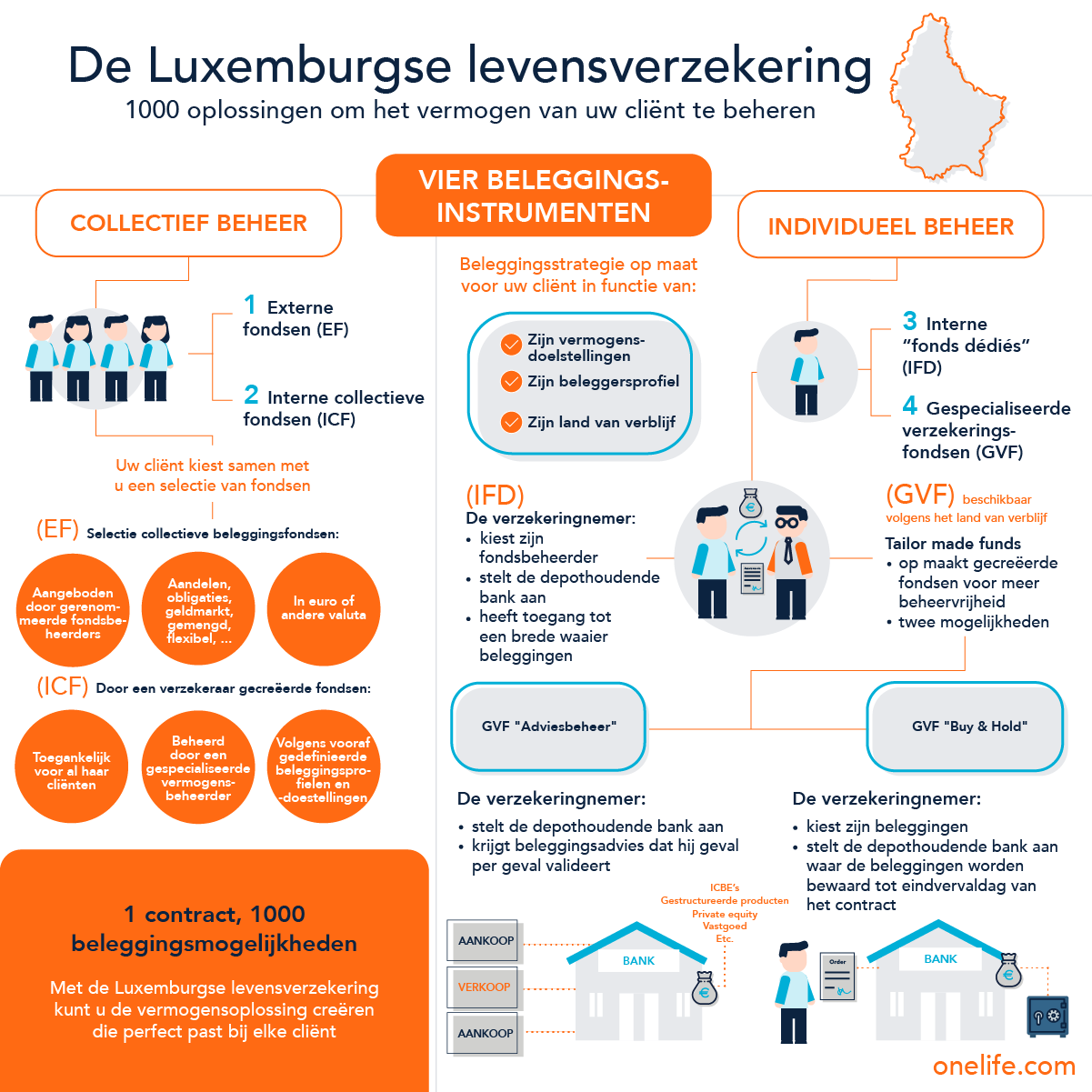 Beleggingen in levensverzekeringen in Luxemburg IFD, GVF, EF, ICF